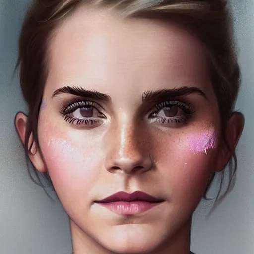 Image similar to A beautiful portrait of Very funny actress Emma Watson looking like an old monkey, Emma Watson actress blended monkey face, like , powerful , magic, thunders, dramatic lighting, intricate, wild, highly detailed, digital painting, artstation, concept art, smooth, sharp focus, illustration, art by artgerm and greg rutkowski and alphonse mucha, footage