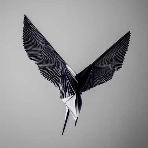 Image similar to photo of an origami crane, beautiful, cinematic, natural light, interesting angle,