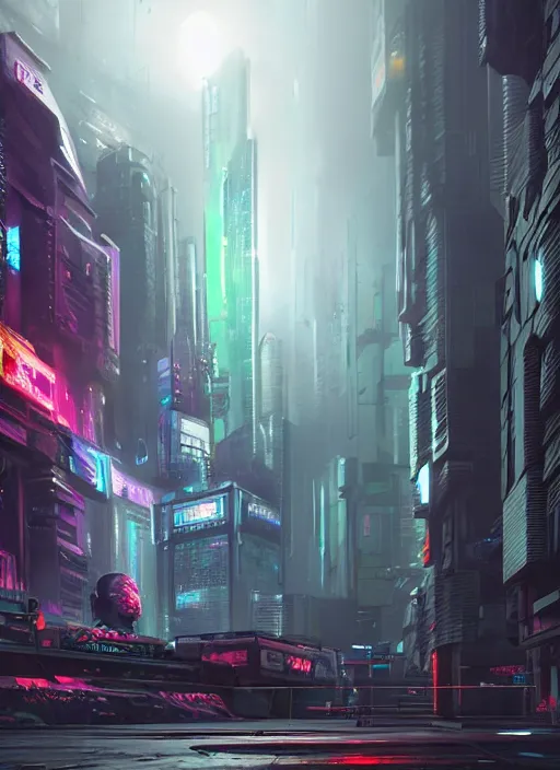 Image similar to cyberpunk scifi scene of a cybernetric modifed hulk, artstation, matt painting, very detailed, maximalism, ambient occlusion, volumetric light, atmospheric haze, unreal engine, hyper realism, realistic shading, cinematic composition, realistic render, octane render, detailed textures, photorealistic, wide shot