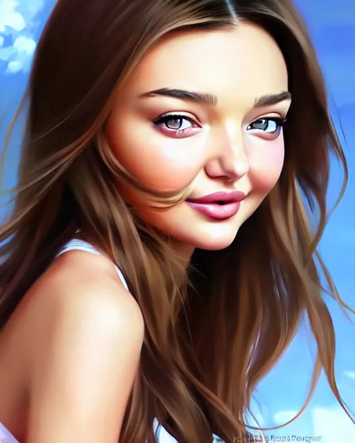 Image similar to portrait of Miranda Kerr as Anime girl cute-fine-face, full body! pretty face, realistic shaded Perfect face, fine details. Anime. realistic shaded lighting by Ilya Kuvshinov Giuseppe Dangelico Pino and Michael Garmash and Rob Rey