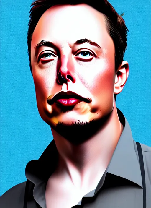 Prompt: portrait of elon musk, intricate, elegant, highly detailed, digital painting, artstation, concept art, smooth, sharp focus, illustration