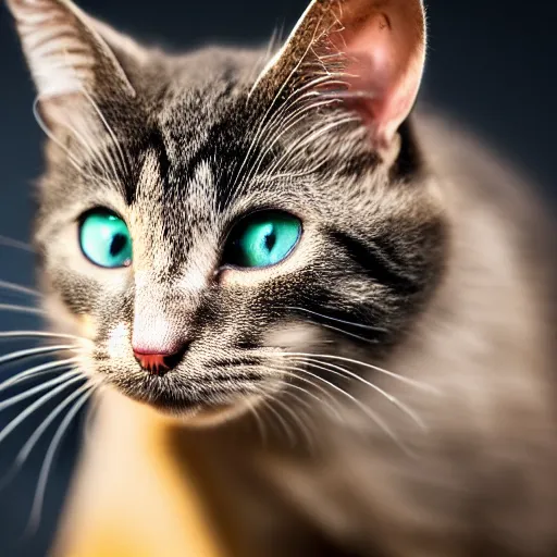 Image similar to portrait photo still of real life cat and mouse hybrid 8 k, 8 5 mm f 1. 8