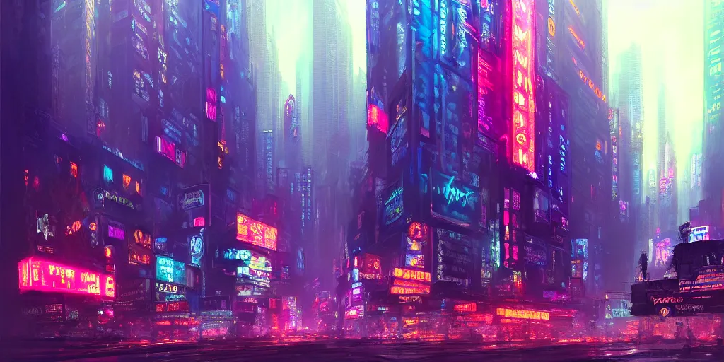 Image similar to New York City by Neon Light, in the style of Cyberpunk Impressionism, Krenz Cushart, Moebius, and Muchain, Prismatic, Rococo, Pearlescent, reflective, shimmering, highly detailed, masterpiece, dreamy, concept art, Cinema lighting, 8k, trending on artstation