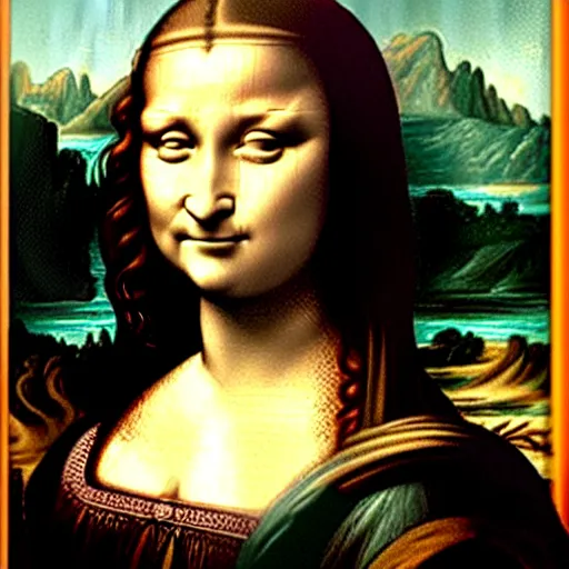 Image similar to monalisa drawing leonardo da vinci, oil painting, highdetailed