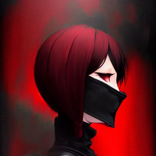 Prompt: beautiful seductive female dullahan, in the rain, highly detailed, painting, dark red and black color palette, intricate, high quality anime artstyle, in the style of ilya kuvshinov