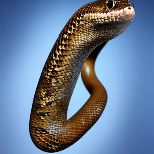 Image similar to hyper realistic photo of a long snake with a snake head, long shot, very accurate coherent image