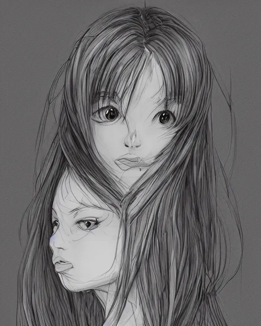 Prompt: Girl Doodle by Andrew Khok, flowing hair, anime, symmetrical face, trending on artstation, artstationHD, artstationHQ, patreon, 4k, 8k