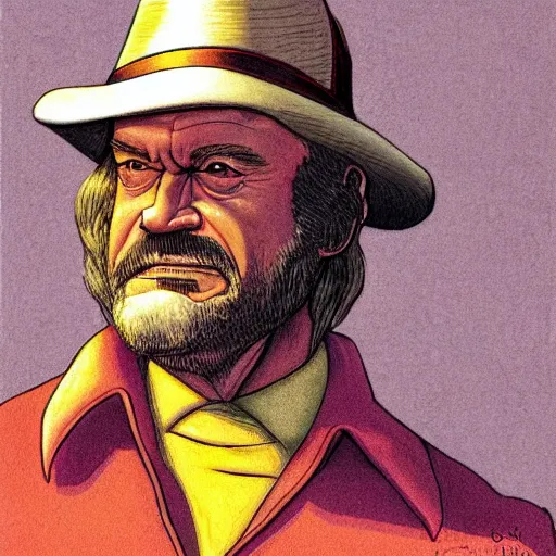 Prompt: corn man kelsey grammer retro minimalist portrait by jean giraud, moebius starwatcher comic, sharp, smooth face, 8 k