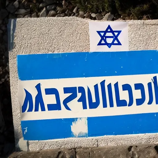 Prompt: a sign with the israeli anthem written on it