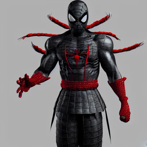 Image similar to full samurai armor Tenchu spiderman , muscle extremely detailed, fantastic details full face, mouth, trending on artstation, pixiv, cgsociety, hyperdetailed Unreal Engine 4k 8k ultra HD, WLOP