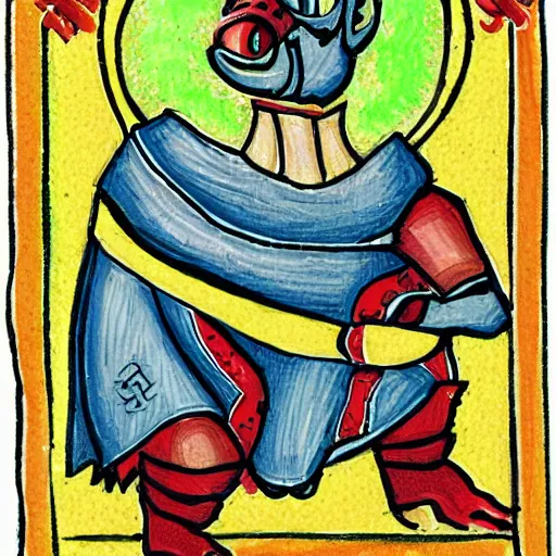 Image similar to detailing trot card illustration of goblin in the style of byzantine art