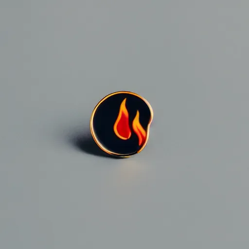 Prompt: minimalistic enamel pin of a cup on fire flame, retro design