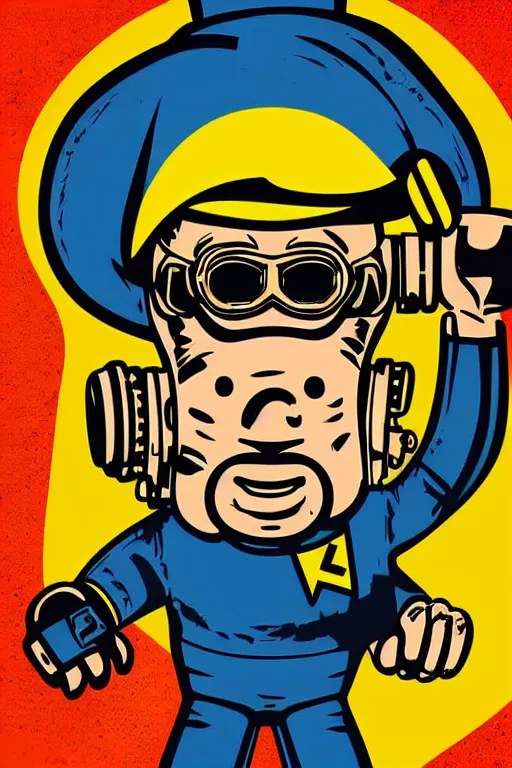 Image similar to fallout 7 6 retro futurist illustration art by butcher billy, sticker, colorful, illustration, highly detailed, simple, smooth and clean vector curves, no jagged lines, vector art, smooth andy warhol style