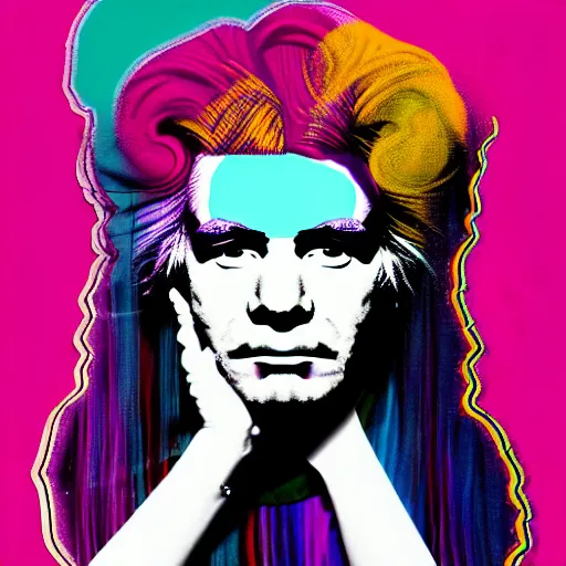 Image similar to an extremely psychedelic portrait of andy warhol as medusa, surreal, lsd, face, detailed, intricate, elegant, lithe, highly detailed, digital painting, artstation, concept art, smooth, sharp focus, illustration