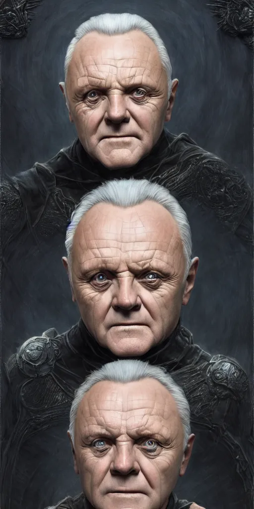 Image similar to anthony hopkins, dungeons and dragons, fame of thrones masterpiece by edgar maxence and ross tran and michael whelan, gustav dore, 8 k, octane render