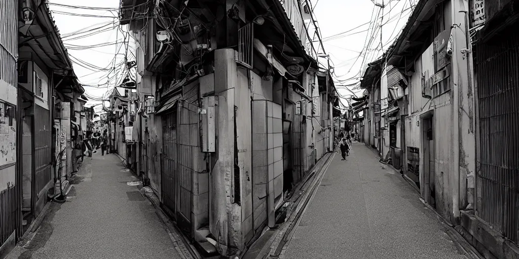 Image similar to japanese city back alleys by robert hubert