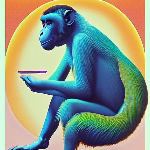 Prompt: vaporwave monkey by Greg Hildebrandt