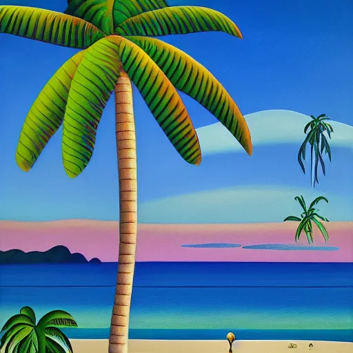 Image similar to a ultradetailed beautiful painting of amazonas beach by tarsila do amaral, major arcana mason sparkles sky, dougherty patrick, trending on artstation, mediterranean, palm trees, light sparkles, major arcana sky, sharp focus, soft light