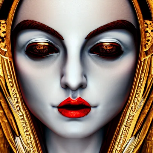 Image similar to perfectly - centered close - up portrait - photograph of goddess of death, cgi, anisotropic filtering, high definition textures, 4 kuhdtv, 8 k resolution, 1 6 k, 3 2 k, meticulous details, maximalist, rendered in blender
