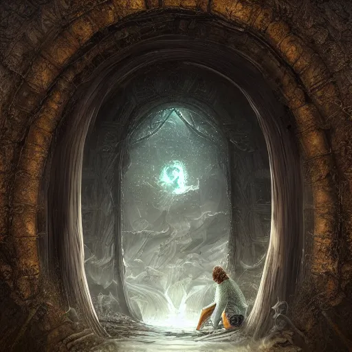 Image similar to Looking though a portal to another world,ultra detailed, digital art, 8k ,character ,realistic, portrait, hyperrealistic