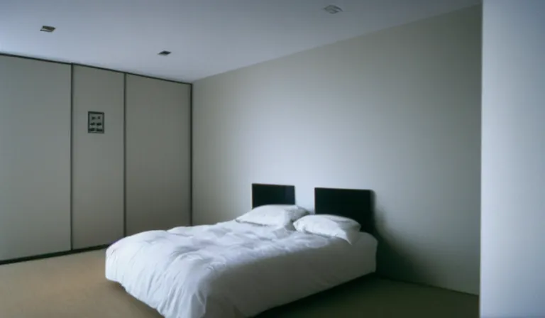 Image similar to A bedroom designed by Ryoji Ikeda, 35mm film, long shot