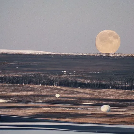 Prompt: moon landscape, norilsk the moon city, telephoto, street