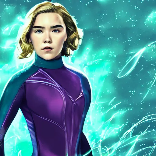 Image similar to Florence Pugh as Susan Storm from Fanatastic Four, digital art, Portrait