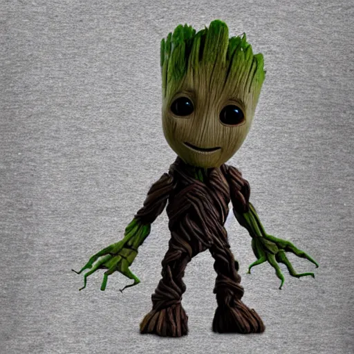 Prompt: baby groot robot dark