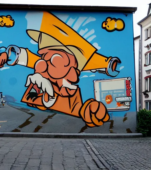 Prompt: bavarian street art looking like retro videogames