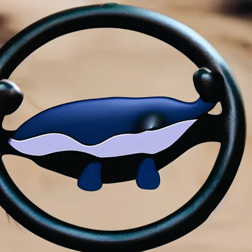 Prompt: whale holding steering wheel