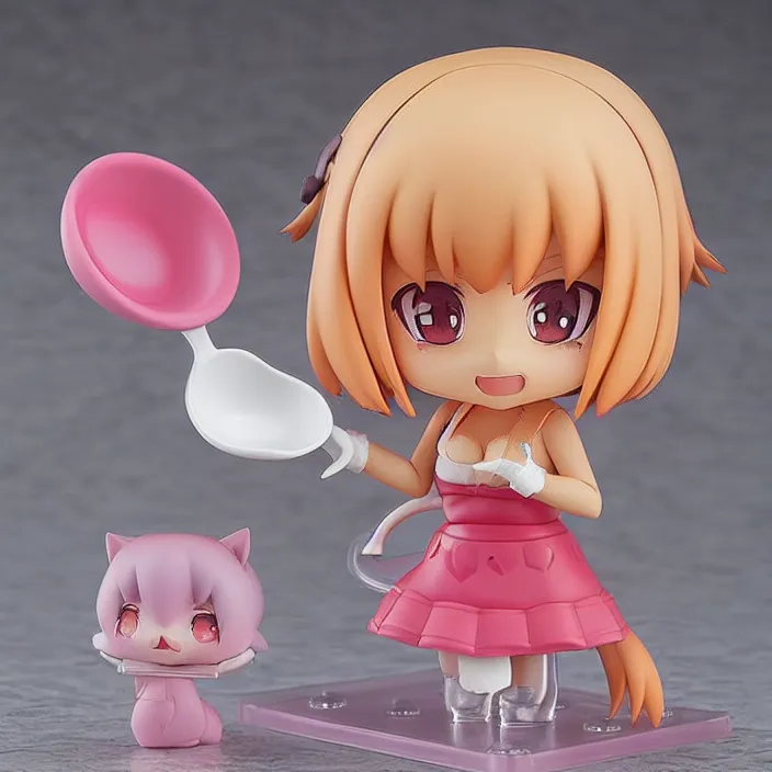 Prompt: Doja Cat, An anime Nendoroid of Doja Cat, figurine holding a spoon, detailed product photo