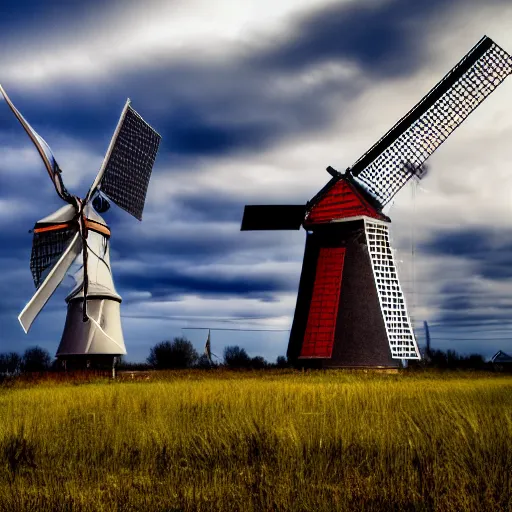 Prompt: cyberpunk alkmaar windmill solarpunk 8 k photo award winning