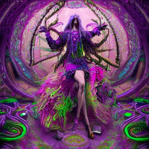 Image similar to psychadelic witch, hyper detailed, flowing psychadelic background intricate and detailed, ornate 8 k gorgeous intricate detailed, octane render