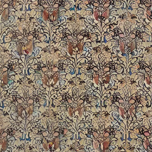 Image similar to super Mario ornate detailed highly detailed pattern tiling floral wallpaper William Morris