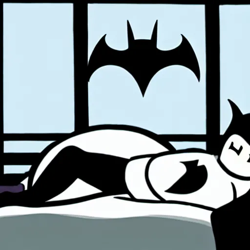 Prompt: man sleeping in bed with white tentacle mask with batman lurking menacingly in the window