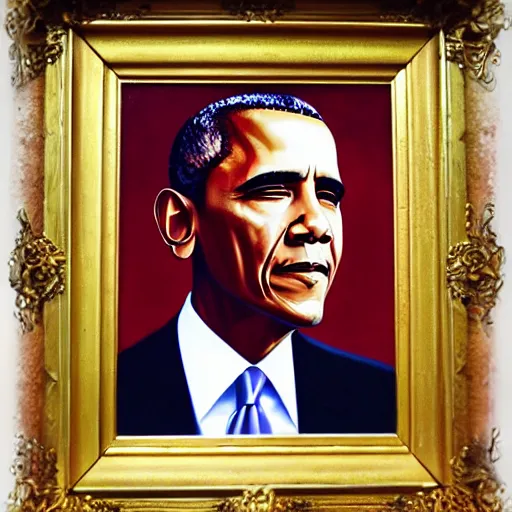 Image similar to candy pop painting of obama, oil on canvas