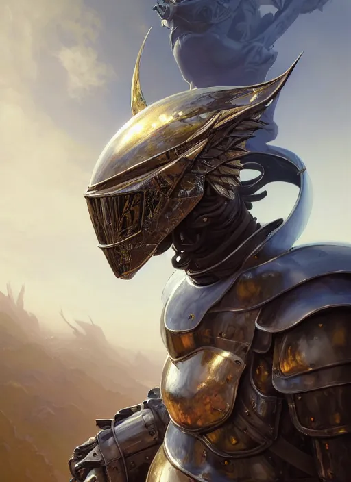 Image similar to highly detailed portrait of reflection of dragonfire on shiny knight helmet, raytracing, fantasy art by by simon bisley, loish, rhads, ferdinand knab, makoto shinkai and lois van baarle, ilya kuvshinov, rossdraws, tom bagshaw, global illumination, radiant light, detailed and intricate environment