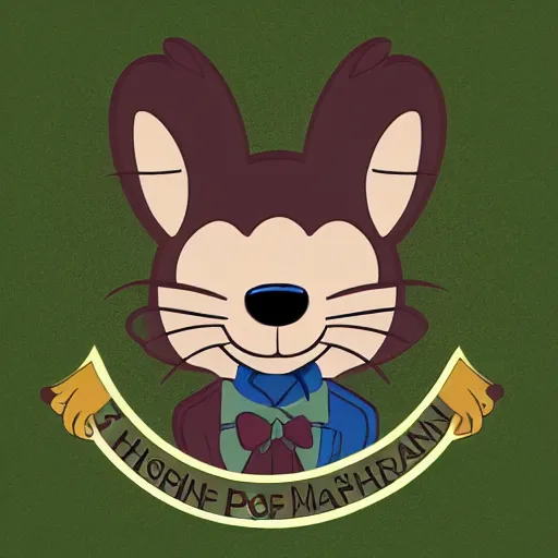 Image similar to logo for theme park involving anthropomorphic happy pine marten mascot, old disney cartoon style