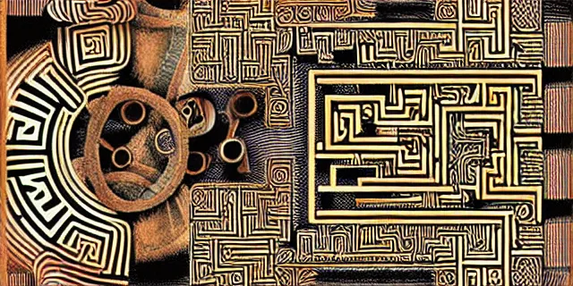 Image similar to maze labyrinth steampunk by albert gleizes