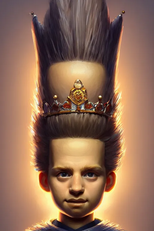 Prompt: highly detailed portrait of an elegant bart simpson, ornate crown, beautiful symmetrical face, glowing skin, digital painting, artstation, concept art, smooth, clear focus, illustration, greg rutkowski, artgerm, global lighting, detailed and fantasy