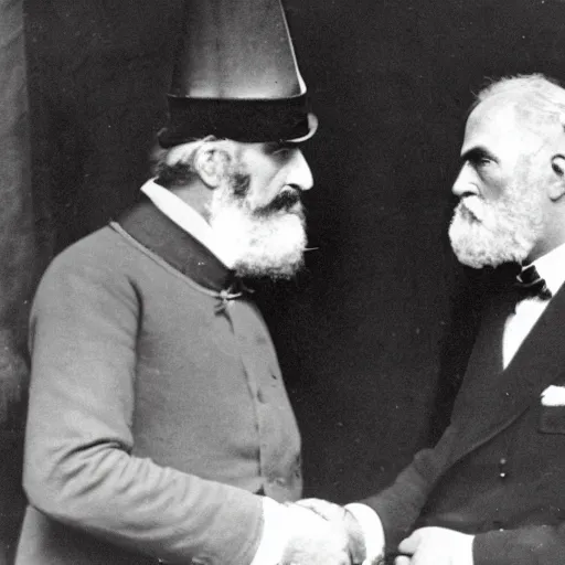 Image similar to theodor herzl shaking hands with franz joseph