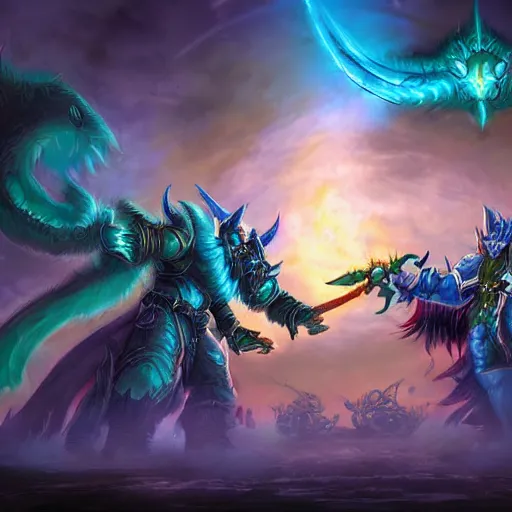 Image similar to world of warcraft epic battle, digital painting, art, deviantart