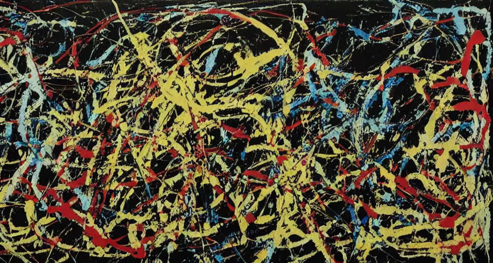 Image similar to contemplating wishes, Jackson Pollock, 4K, on canvas