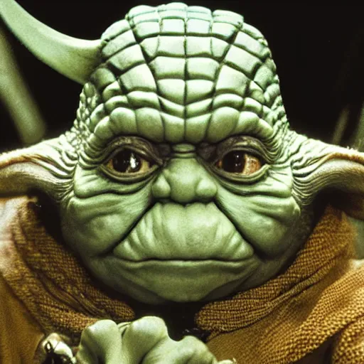 Image similar to film still of fractal yoda by giger in the new star wars movie 4 k