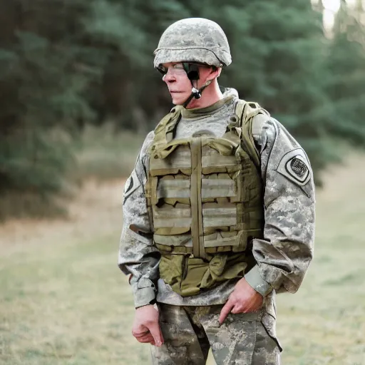 Prompt: a fox dressed in a modern american military soldier uniform, 8 5 mm f / 1. 4