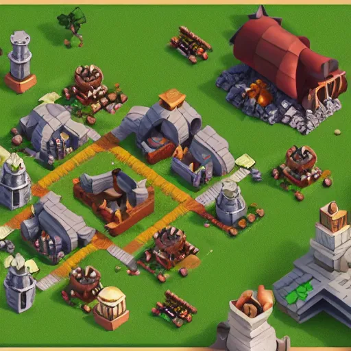 Prompt: clash of clans town hall 1 5 concept art