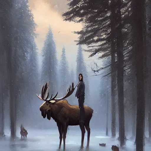 Prompt: moose - folk by greg rutkowski