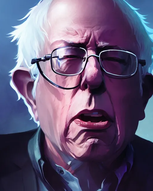 Image similar to bernie sanders as a league of legends champion, medium shot close up, details, sharp focus, illustration, by jordan grimmer and greg rutkowski, trending artstation, digital art