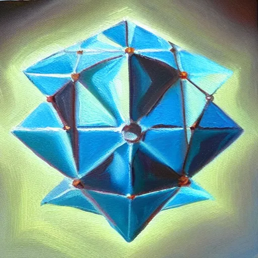 Image similar to a highly detailed and accurate oil painting of an icosahedron