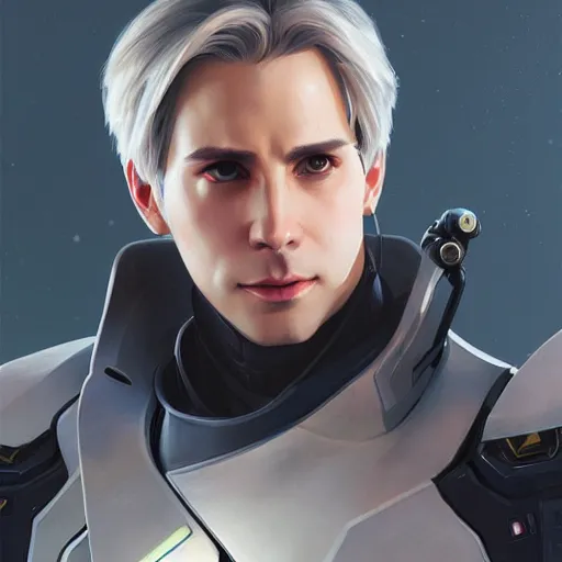 Prompt: sci-fi portrait of Victor Nikiforov from Overwatch, elegant, highly detailed, digital painting, artstation, upper body, concept art, smooth, sharp focus, illustration, art by artgerm and greg rutkowski and alphonse mucha